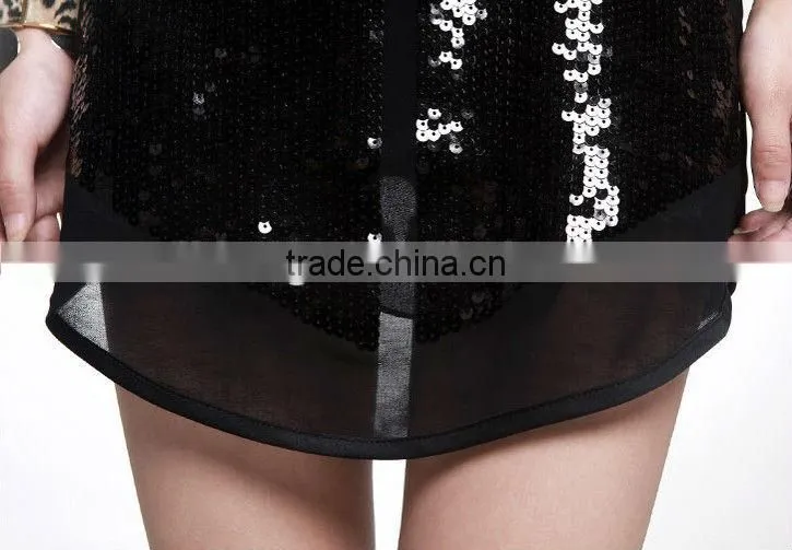 Summer Casual Young Sequined Dresses Blouse
