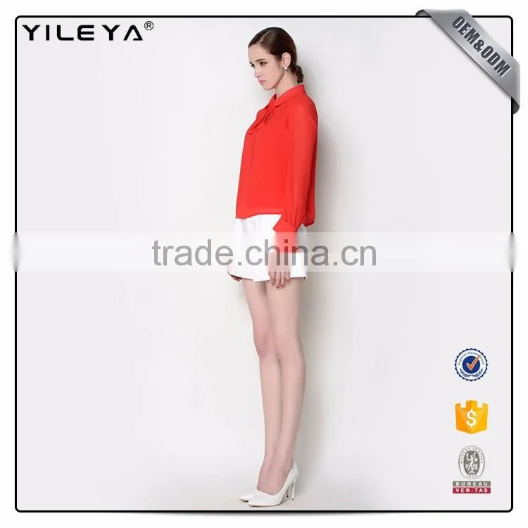 Fashion design lady blouse,korean fashion long sleeves blouse,high neck design of blouse