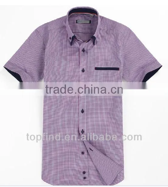 Fashion double button down collar fake pocket short sleeve shirt
