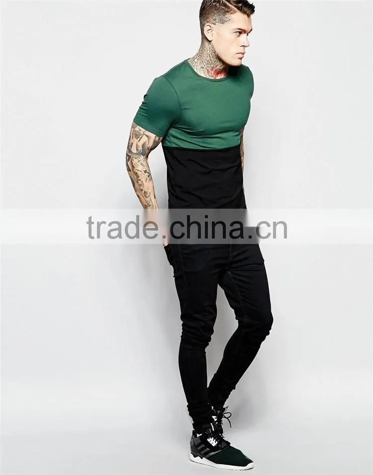 2017 Latest Design Guangzhou Shandao OEM 180g 100% Cotton Men's Fashion O-Neck Short Sleeve Color BlockT Shirts Manufacturers Ch