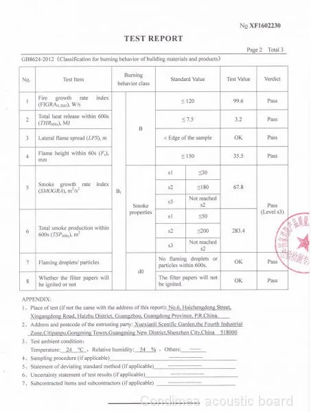 Fire resistance test report