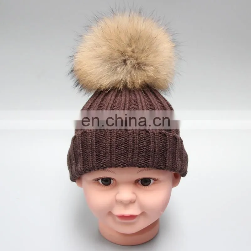Alibaba Supply Kids Acrylic Beanie With Big Pompon