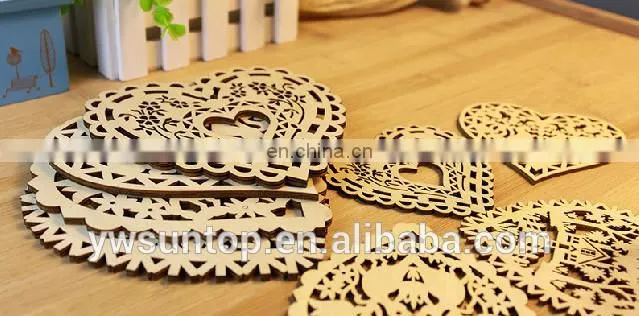New Arrival Heart Design Hollow Out Cork Coaster wooden craft Home Decorations