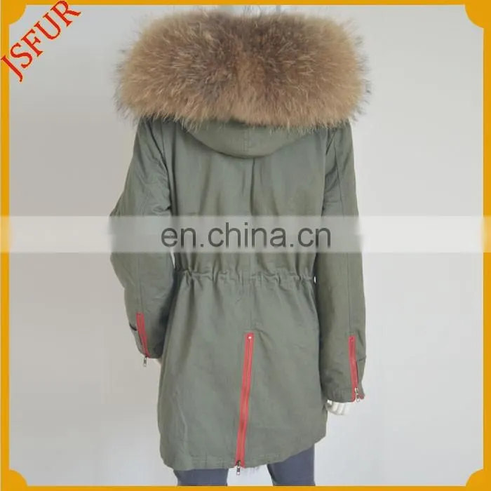 Jsfur Wholesale Genuine Fur Jacket With Real Fur Winter Women Parka