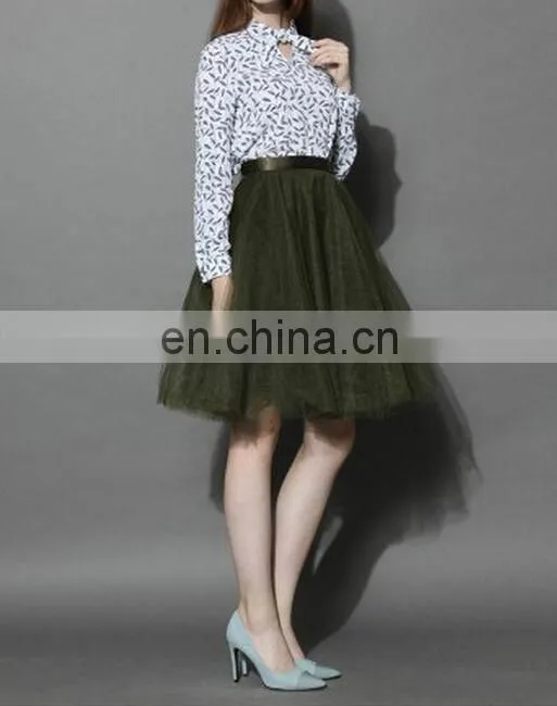 Mesh Tulle Skirt in Olive