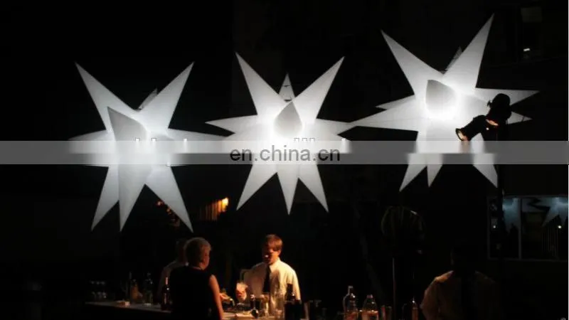 Best selling muti-color LED inflatable hang star, christmas decoration lighted star, LED wedding star for sale