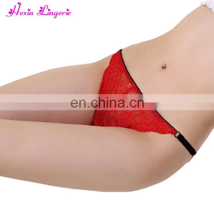 Hotsales Red Low Waist Hipster Sexy Lace V String Girl Panties Underwear