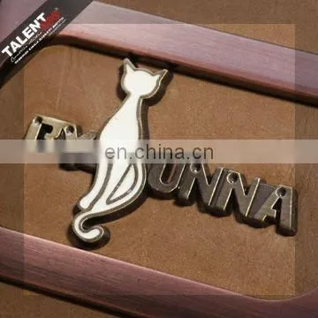 custom alloy metal logo leather patch label for jeans garment