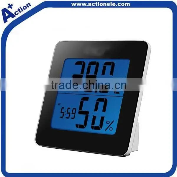 2014 new style digital thermometer hygrometer with desktop clock