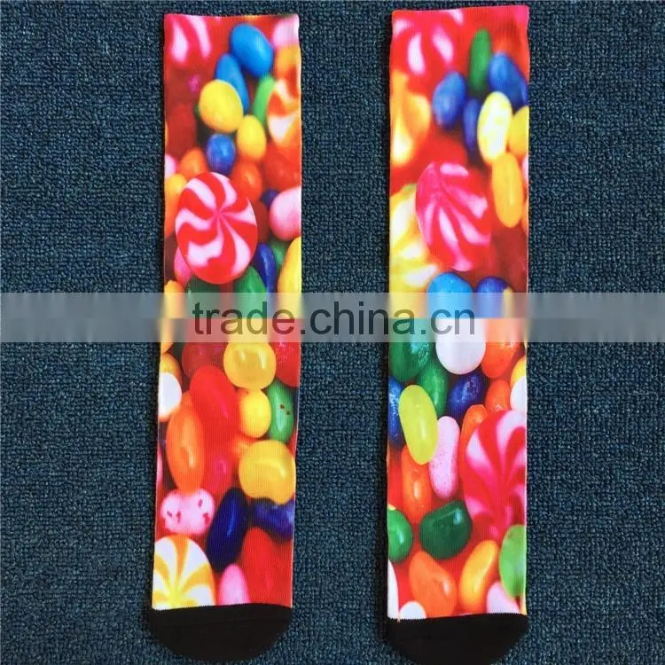 Custom High quality 100% cotton longth 3d print socks,custom knit socks