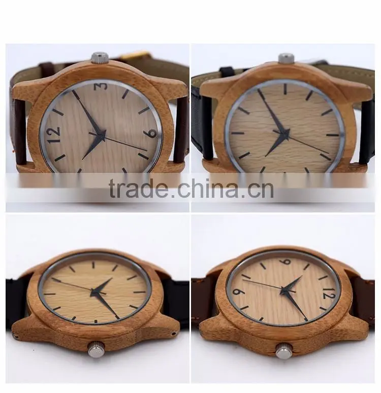 Wholesale customized personalized Fashion Wood case Watch Men Custom Logo Wrist Watch With Leather Band