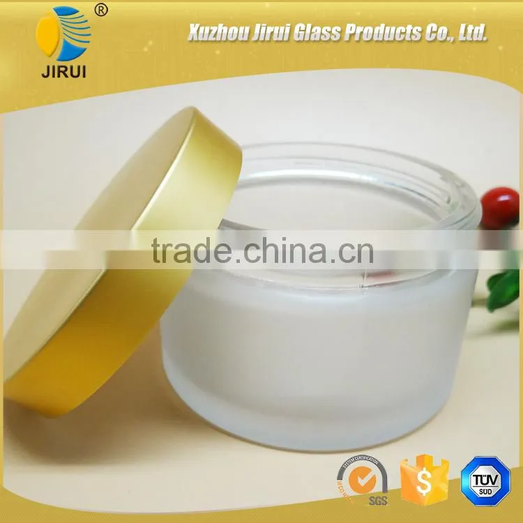 200ml frosted round cream jar with golden lid