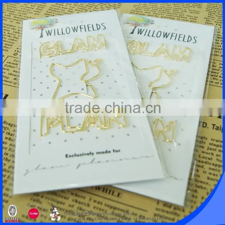 Custom letter paper clip with shiny gold finished