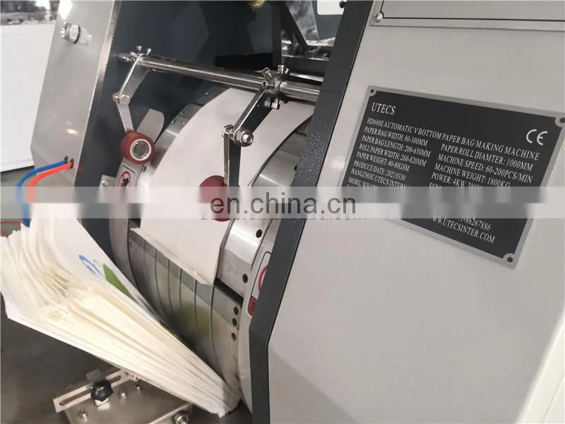 HD400E Automatic degradable v-shaped sharp flat bottom paper bag making machine