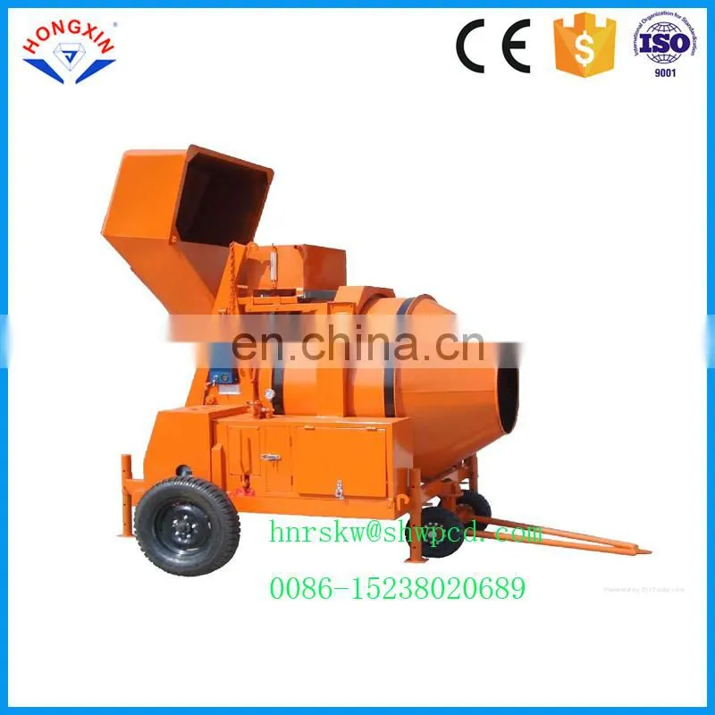 Concrete mixer drum machine with lift ladder An elevating concrete mixer for construction