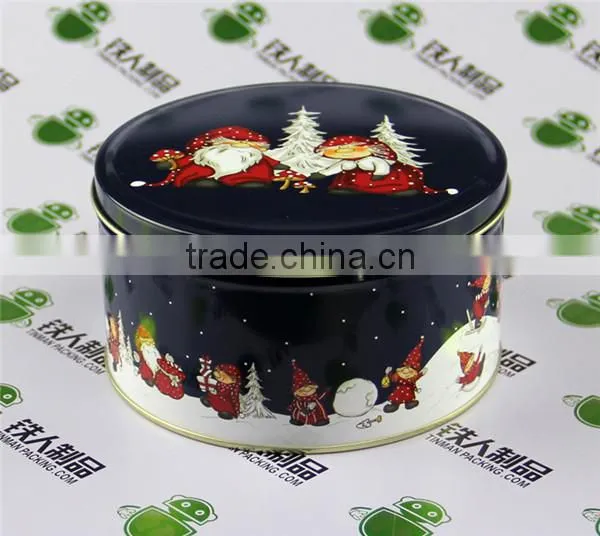 Tea tin case metal tinplate packaging box round shape christmas can