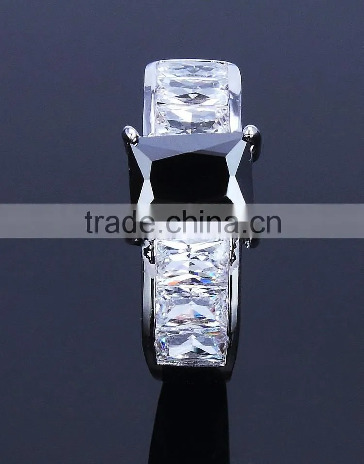 Hot Classic Rectangle One Stone Wedding Ring Black Color Cc Fine Jewelry Ring
