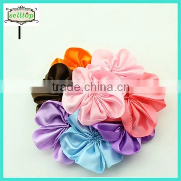 6cm satin ribbon handmade flowers for baby clothes