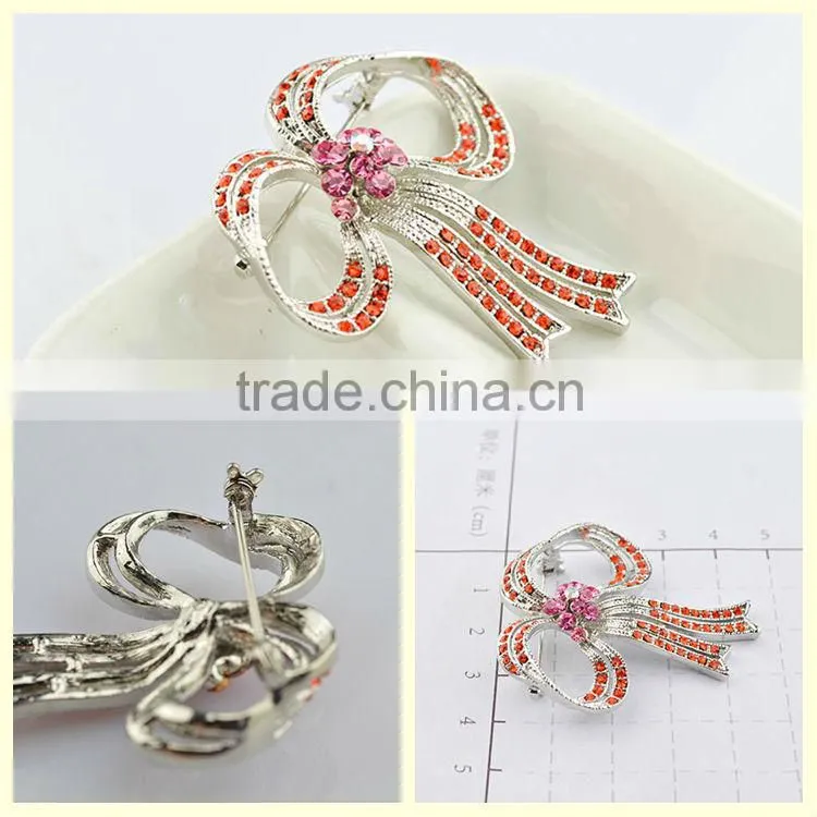 Brooches manufacturers rhinestone bow red flower brooches