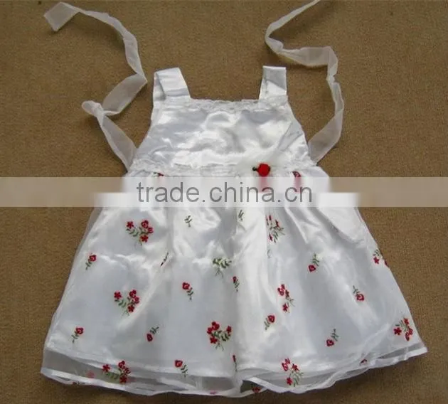 2015 Cute Baby Girl Summer Dress Infant Girls Broken Flower With Pearls Necklace