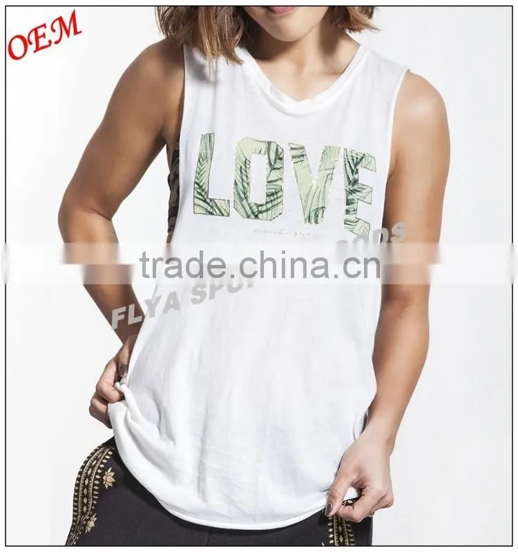OEM manufacturer low MOQ custom printing loose fit ladies sleeveless fitness gym tank tops comfortable yoga singlet