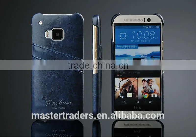 Original Fashion Wax Grain PU Leather Back Cover Case With Card Slot For HTC One M9 MT-3556