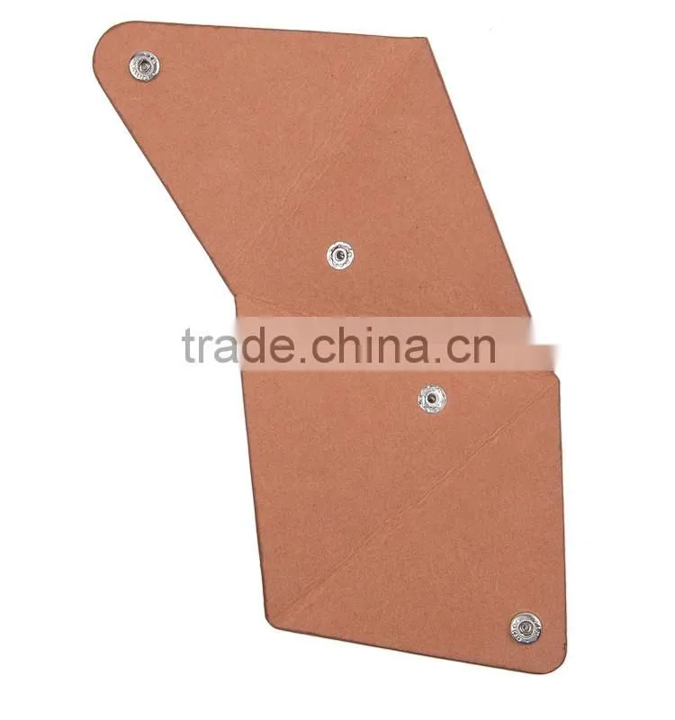 Brown mini leather coin purse wallet with triangle shape for laldies