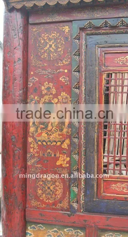 Chinese Antique Old Beautiful Tibetan Door Sakia Temple