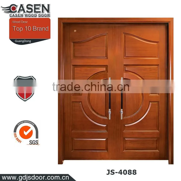 finished double swing teak wood main door designs with Teak