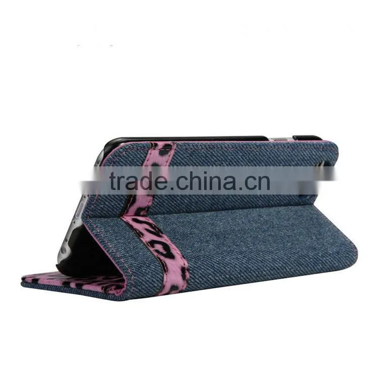 Stylish Leopard Print PU Leather Wallet Flip Stand Mobile Phone Case for iPhone 6