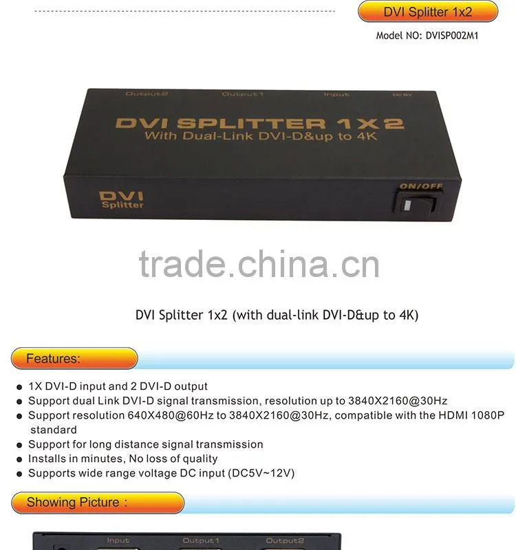 Dual link DVI Splitter 1x2 support 4K