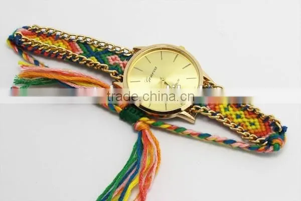 Fashion cheap interchangeable fabric woven strap watch