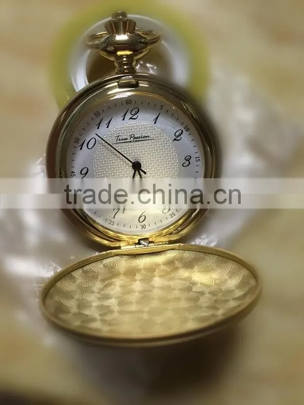 Simple stle dial gold-plated forest deer pocket watch with jeans chain