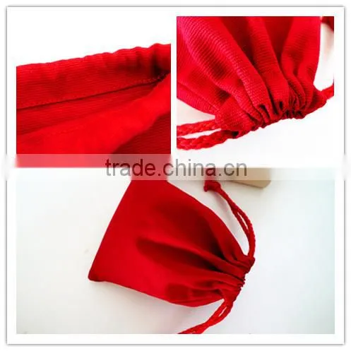 wholesale red color canvas drawstring gift packing bag