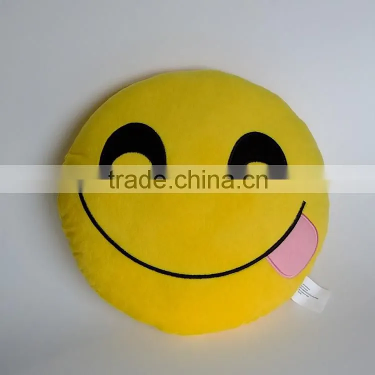 Cute Emoji Smiley Yellow Pillows Cushions Cartoon Face Round Emoji Pillow Decorative Pillows Stuffed