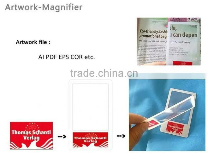 China promotion gift credit card size flexible plastic magnifiers