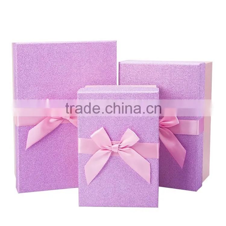 Fashion design paper gift box with lid/ribbon/bowknot elegant gift box