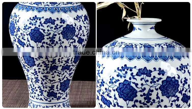 Jingdezhen China antique blue and white custom made flower vase for wholesale
