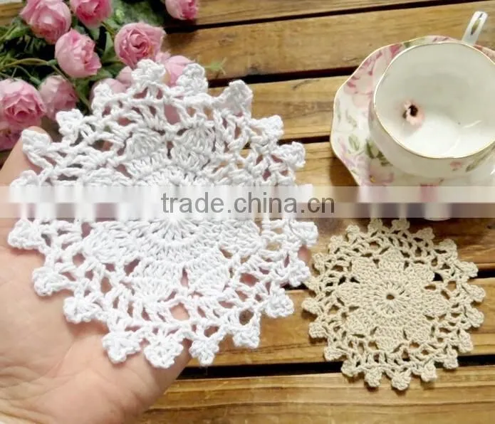 Hand crochet cotton round doilies,rustic lace hollow natural round doilies