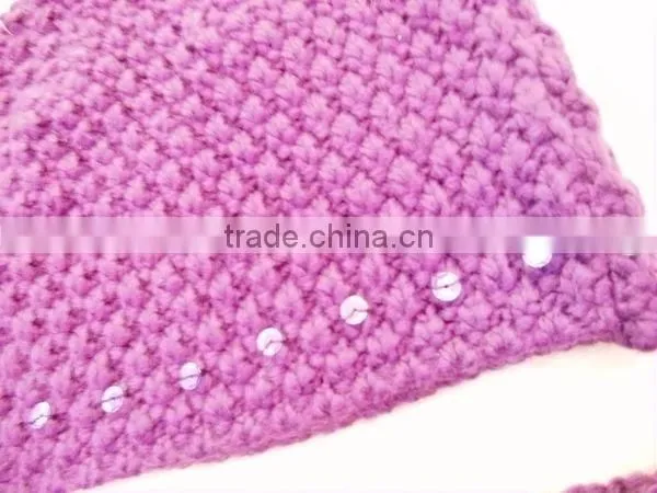 fashion acrylic pailletted hat scarf set