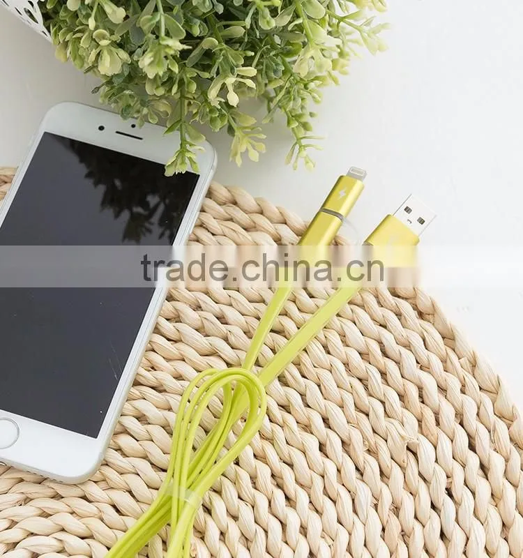 2 in 1 Micro USB Data/ sync charging cable for samsung and iphone