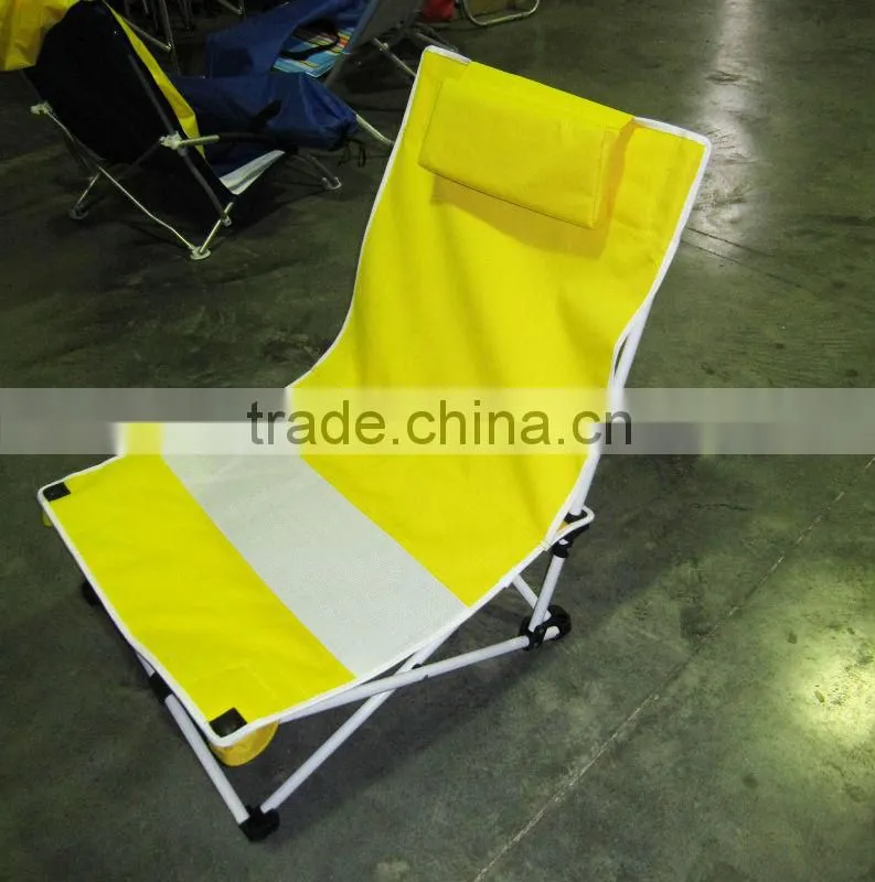 Canvas Leisure Folding Beach Chair With Pillow