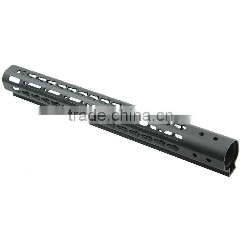 Funpowerland Black Float NSR 15 Inch Handguard One-piece Top Rail System KeyMod High Quality Lightest For AR-15 M4 M16