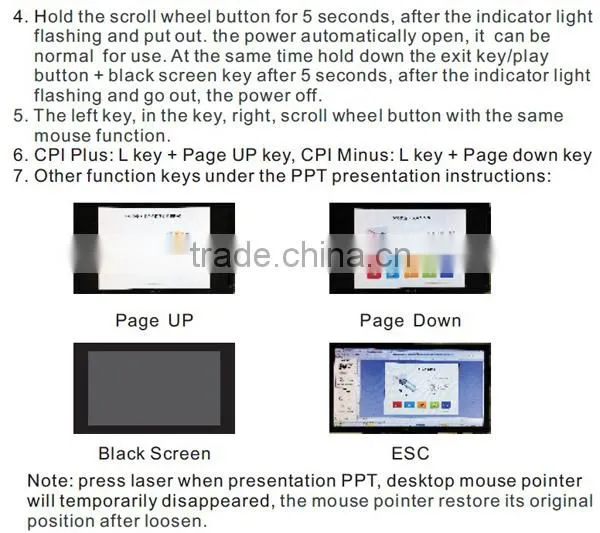Custom logo wireless USB laser presenter remote for teaching PR-05
