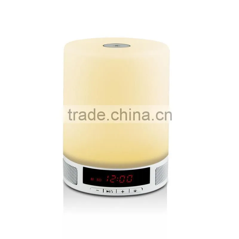 Unique home decoration led lamp speaker bluetooth with 3 level brightness touch control design and retail box package