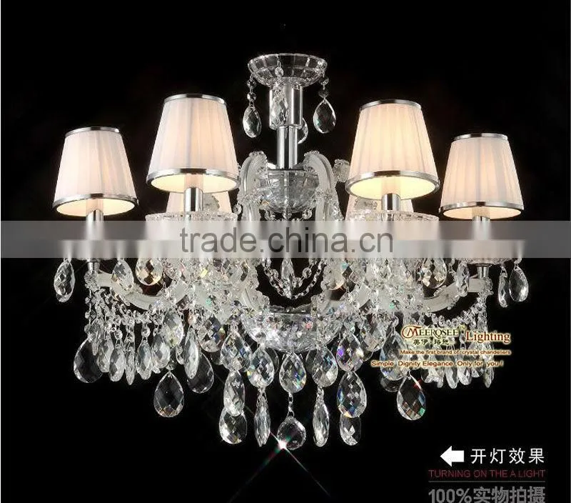 New Arrival Home Crystal Lighting Decoration with 10 Fabric Lampshades MD8231 L10 D1000mm H680mm