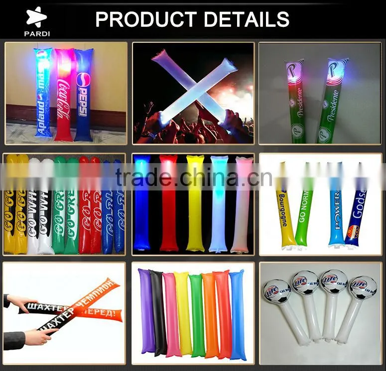 Thunder noise making inflatable PE sticks, cheering noisemaker sticks