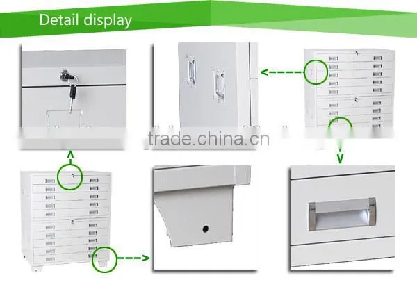 2 section 10 drawers assembled steel plan cabinet