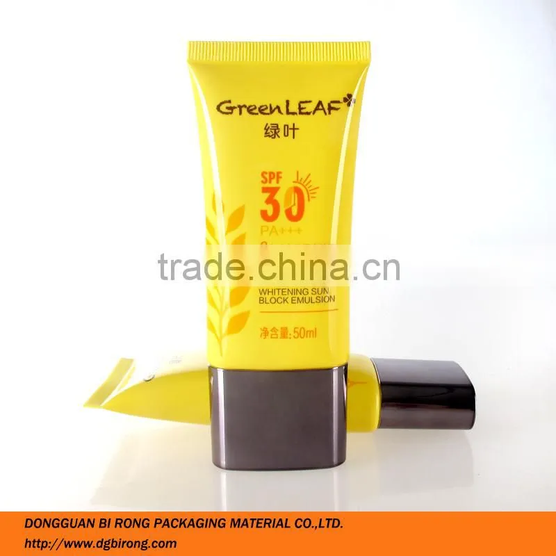 super flat shaped whitening sun block emulsion cosmetic tubes 50ml