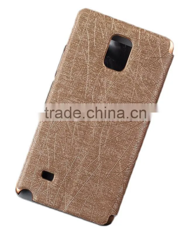 2014 new products ultra thin two windows pu leather case for samsung galaxy note 4 n9100, mobile phone note 4 case D0154